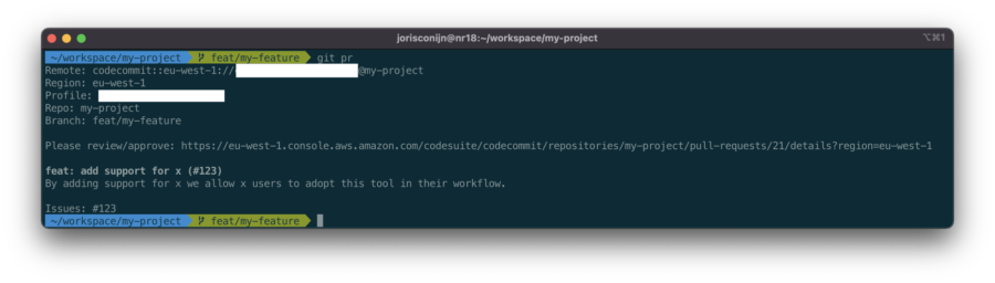 git pr command example
