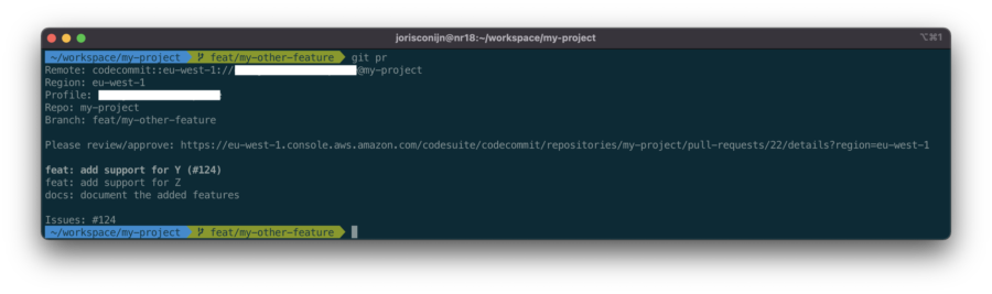git pr example with multiple commits